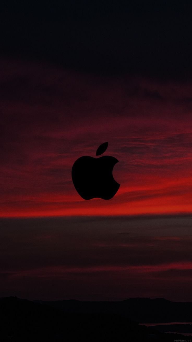 184845 red sunset sky logo apple wallpaper iphone clean black