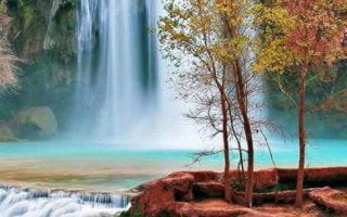 Autumn Waterfall Landscape iphone wallpaper