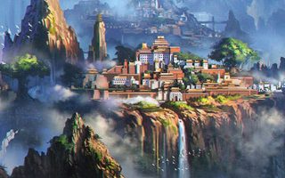 Cloud Town Fantasy Anime Illustration Art iphone wallpaper 1