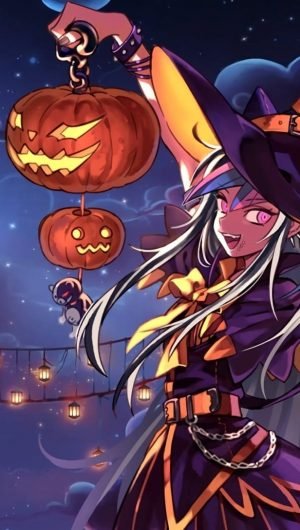Danganronpa 2 Ibuki Mioda Halloween anime girls witch pumpkin