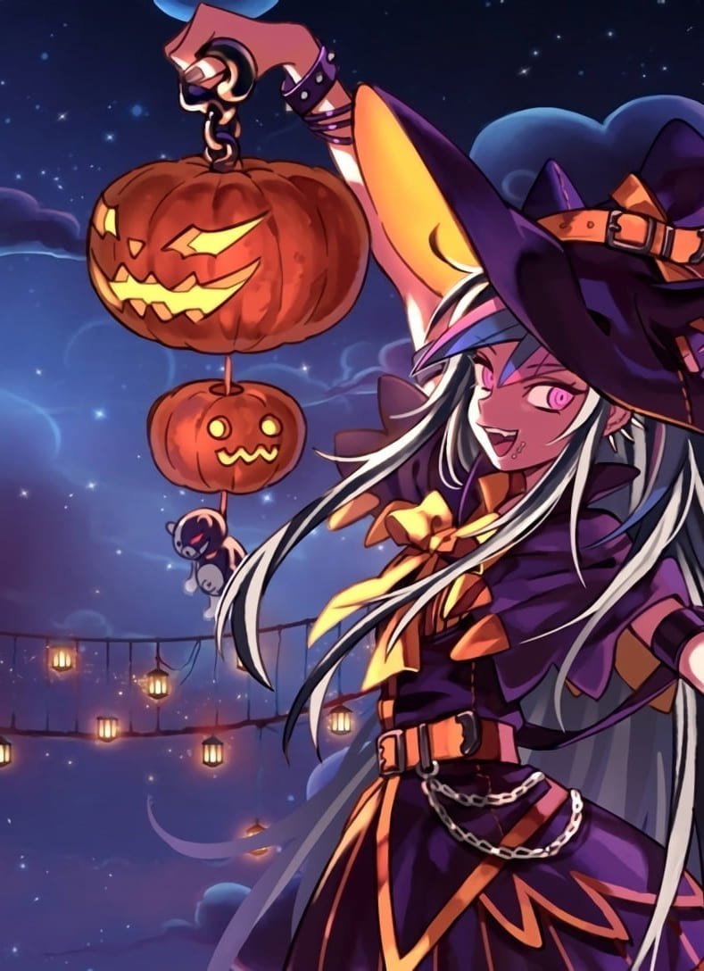 Danganronpa 2 Ibuki Mioda Halloween anime girls witch pumpkin