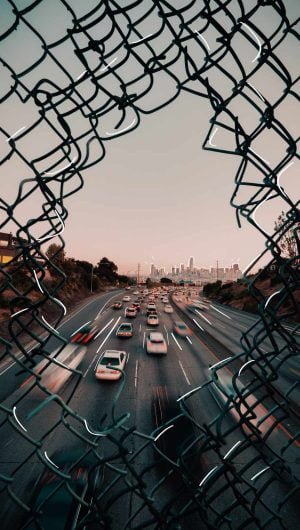 Freeway to City iPhone Wallpaper