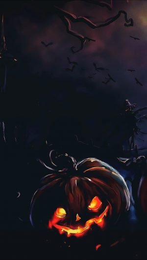 Halloween Creepy Pumpkins Bats black jack o lantern digital wallpaper