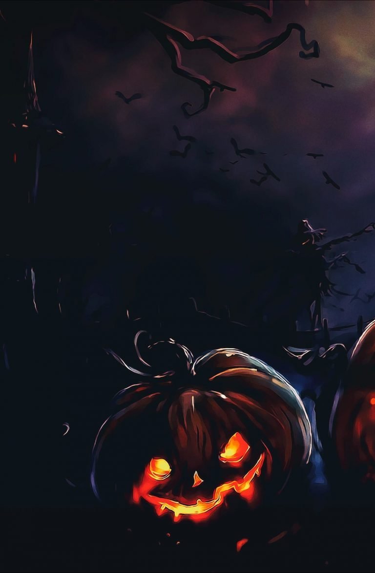 Halloween Creepy Pumpkins Bats black jack o lantern digital wallpaper