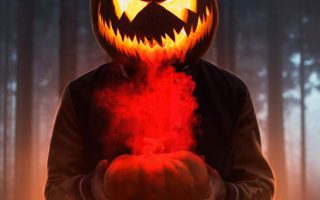 Halloween Glowing Mask Wallpaper for iPhone