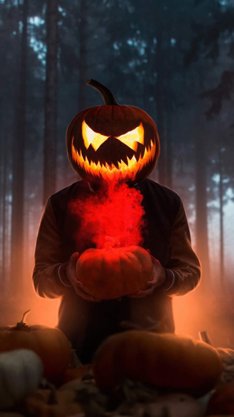 Halloween Glowing Mask Wallpaper for iPhone