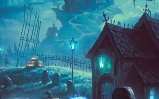 Halloween Wallpaper illuminated building exterior