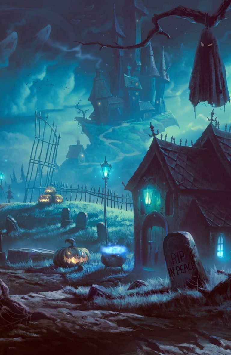 Halloween Wallpaper illuminated building exterior