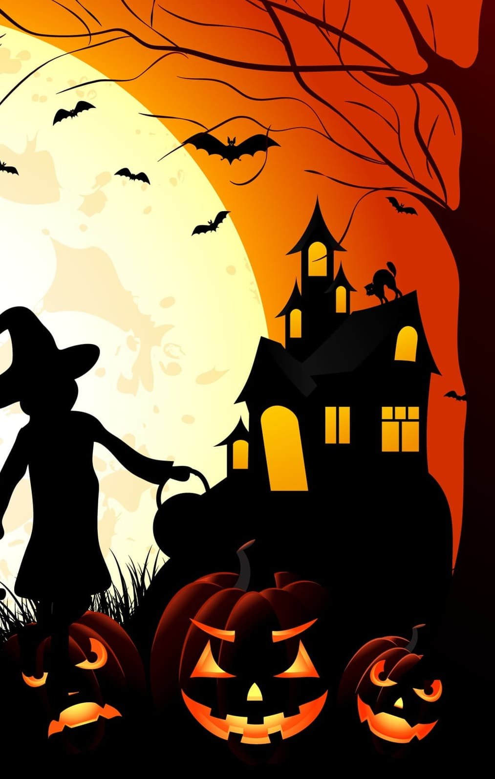 Halloween themed art wallpaper vector art silhouette art and craft