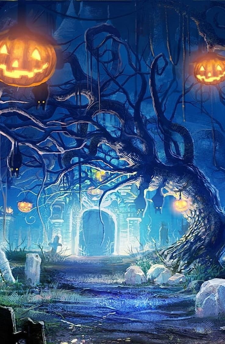 Halloween wallpaper Holiday illuminated night decoration