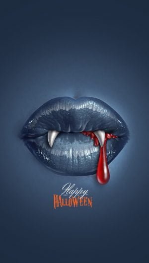 Happy Holloween Scary Blood Vampire Lips iPhone Wallpaper