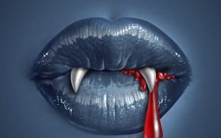 Happy Holloween Scary Blood Vampire Lips iPhone Wallpaper