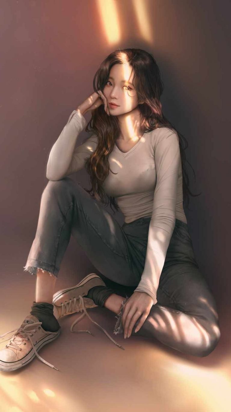 Korean Girl Posing iPhone Wallpaper