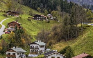 Mountains Buildings Idyll Rest Wallpaper 1080x1920 1