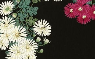 Ohara Koson mobile wallpaper phone background Chrysanthemums Japanese print