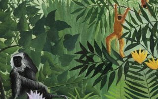 Rousseau mobile wallpaper phone background Tropical Forest with Monkeys