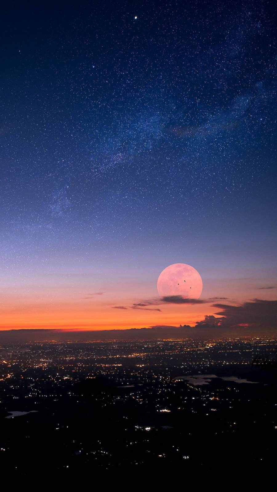 Sunset City Moon iPhone Wallpaper