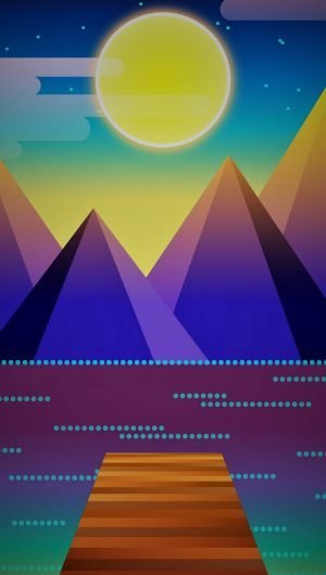 Vector Night Sun Mountain Wallpaper 045