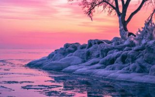 Winter Snow River Wallpaper