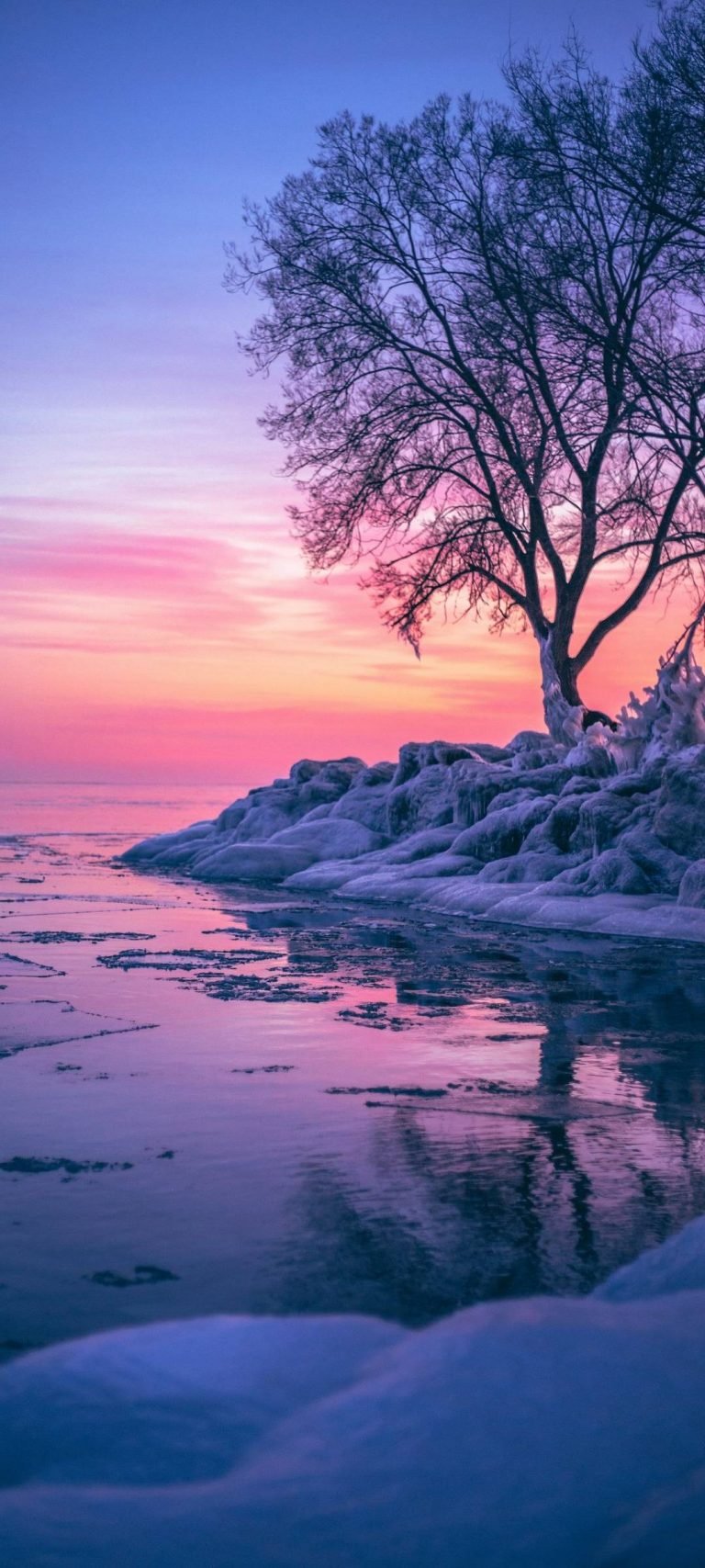 Winter Snow River Wallpaper