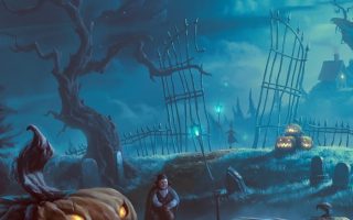 black haunted house digital wallpaper artwork fantasy art Halloween
