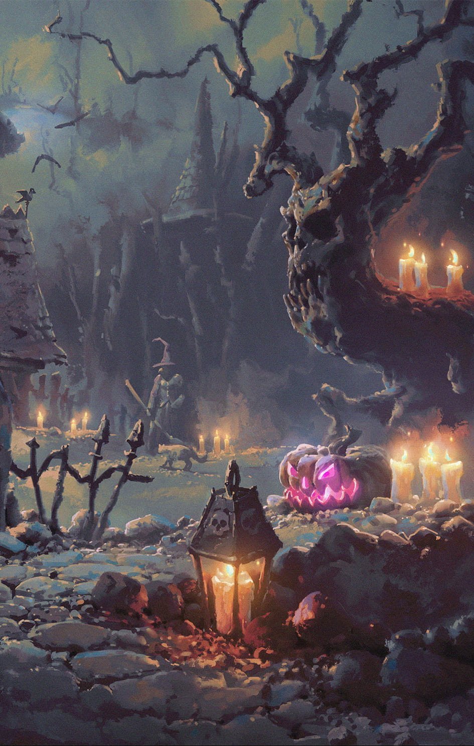 forest Holiday castle Halloween pumpkin host halloween wallpapers