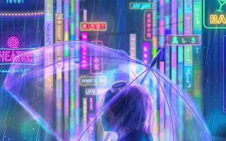 glowing with neon