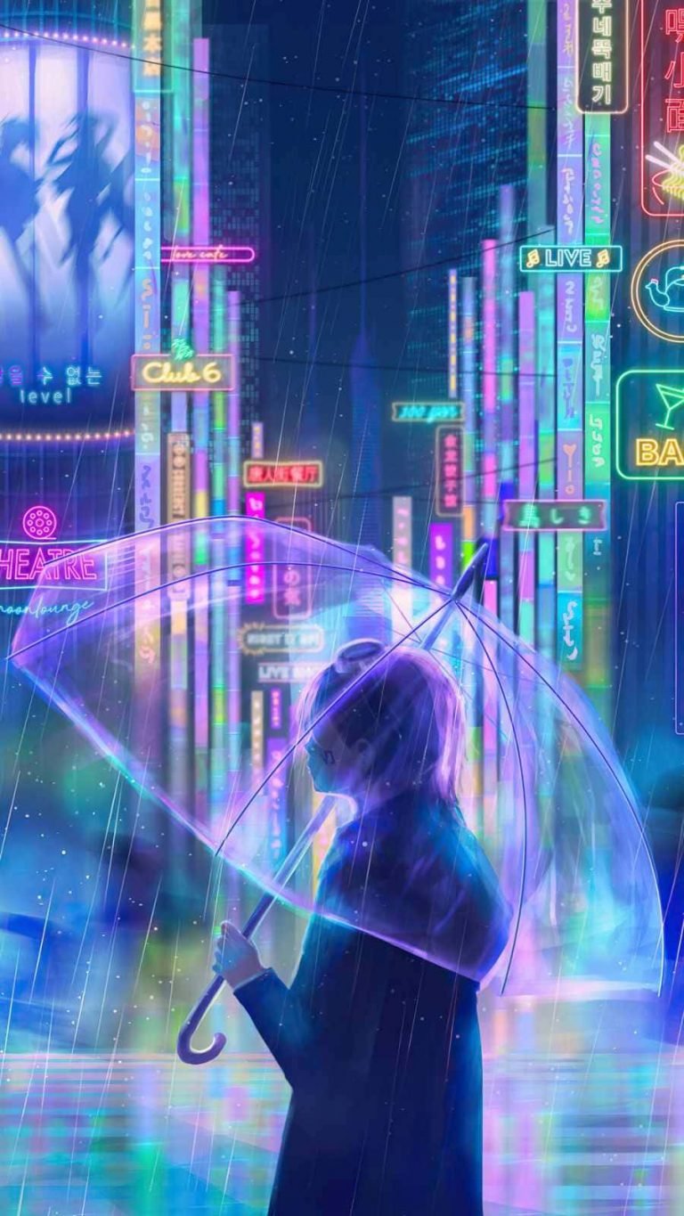 glowing with neon