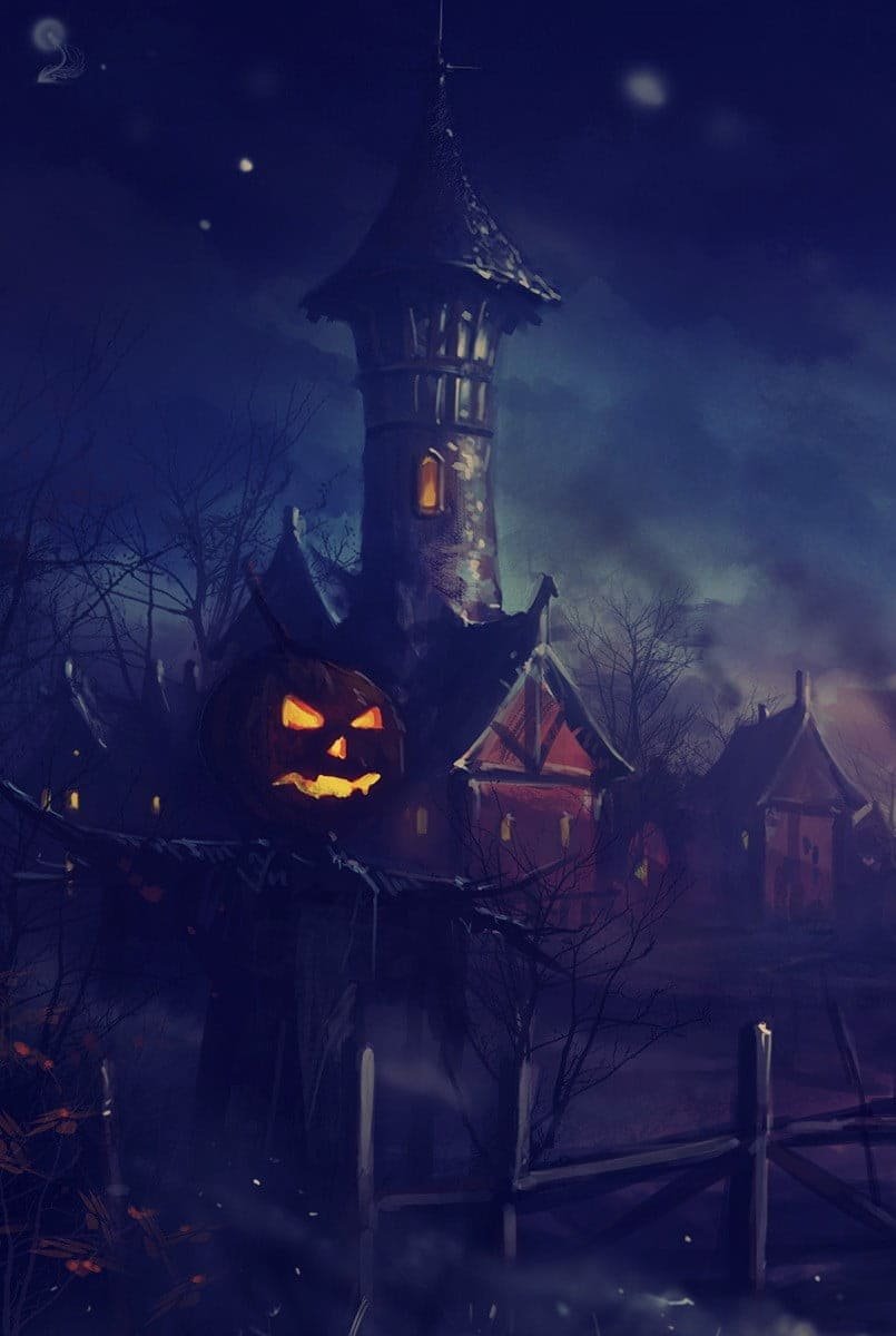 halloween 4k wallpaper scarecrows pumpkin Jack O Lantern windmill