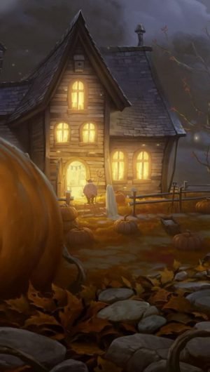 halloween pumpkin lantern house darkness house wallpaper
