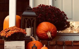 pumpkins on stairs