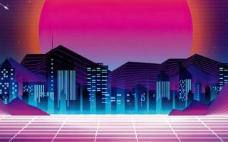 retro city sunset 4k