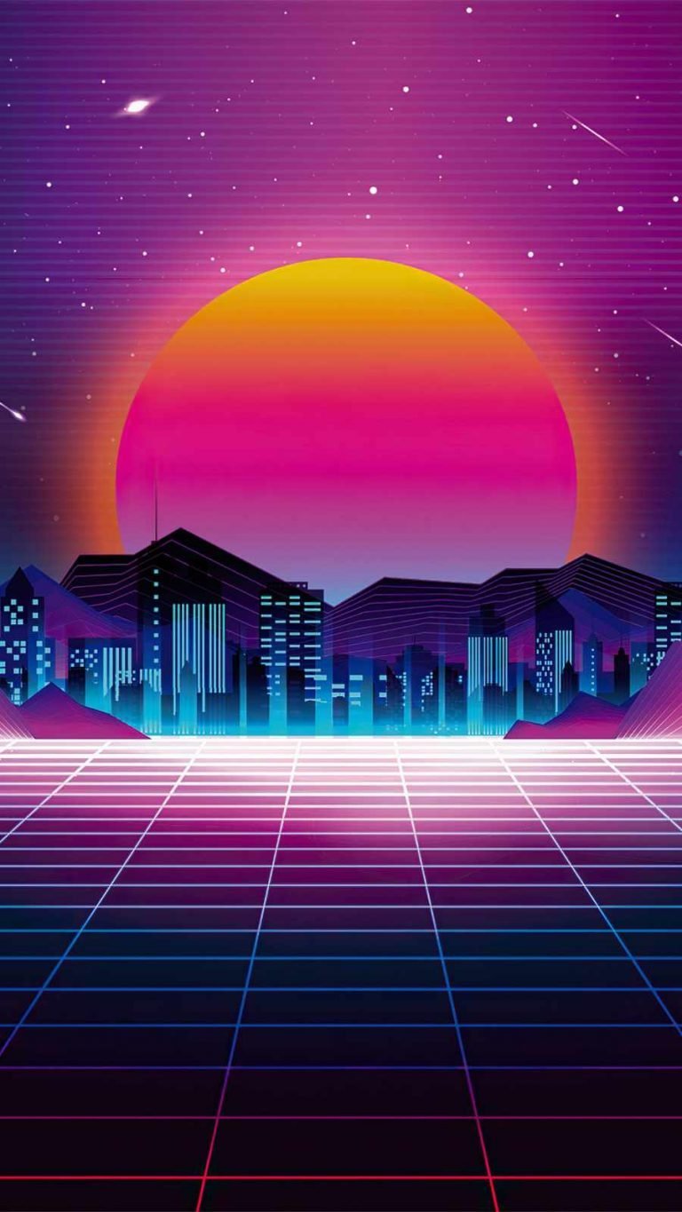 retro city sunset 4k