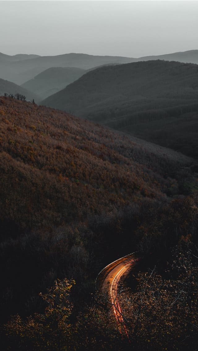 time lapse photography of road surrounded with tre iphone wallpaper