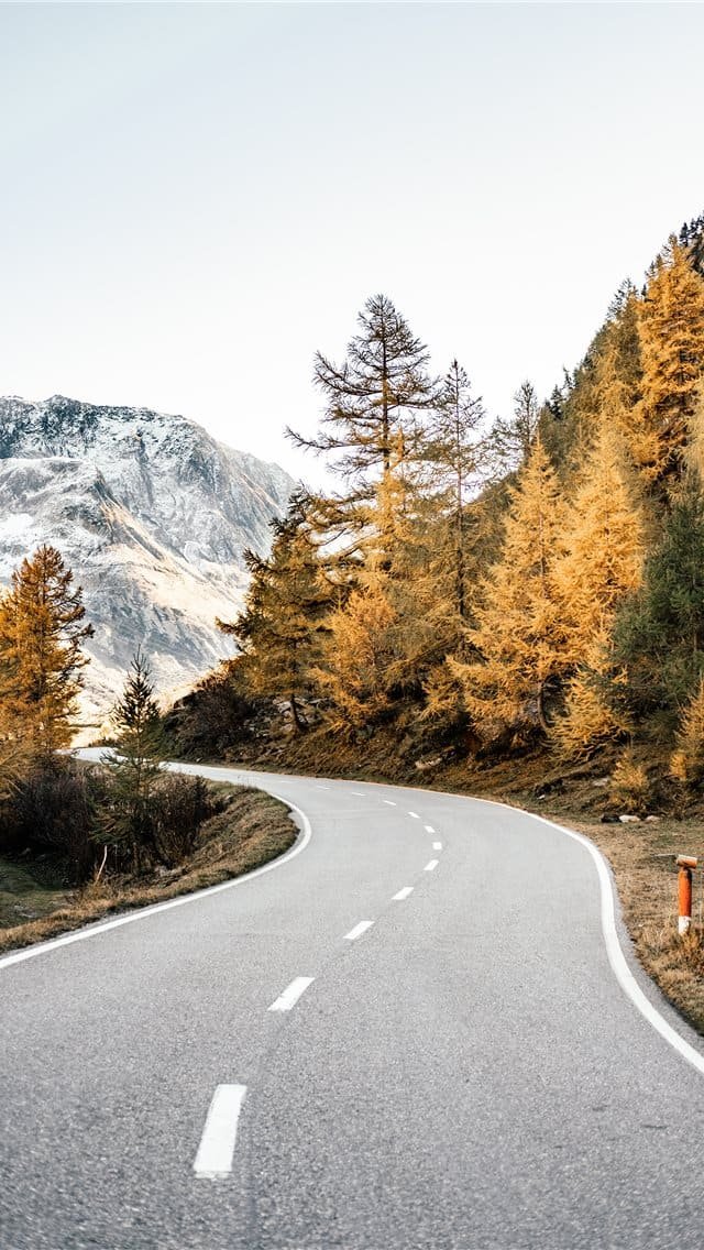 winding road near mountains and forest during dayt iphone wallpaper