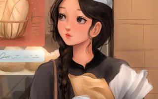 HD wallpaper black haired female anime character digital art Love Lab anime girls pfp