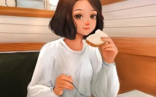 HD wallpaper black haired female anime digital art Lab anime girls pfp breakfast