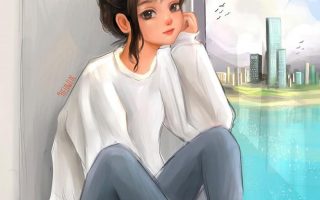 HD wallpaper black haired female anime digital art Lab anime girls pfp in window