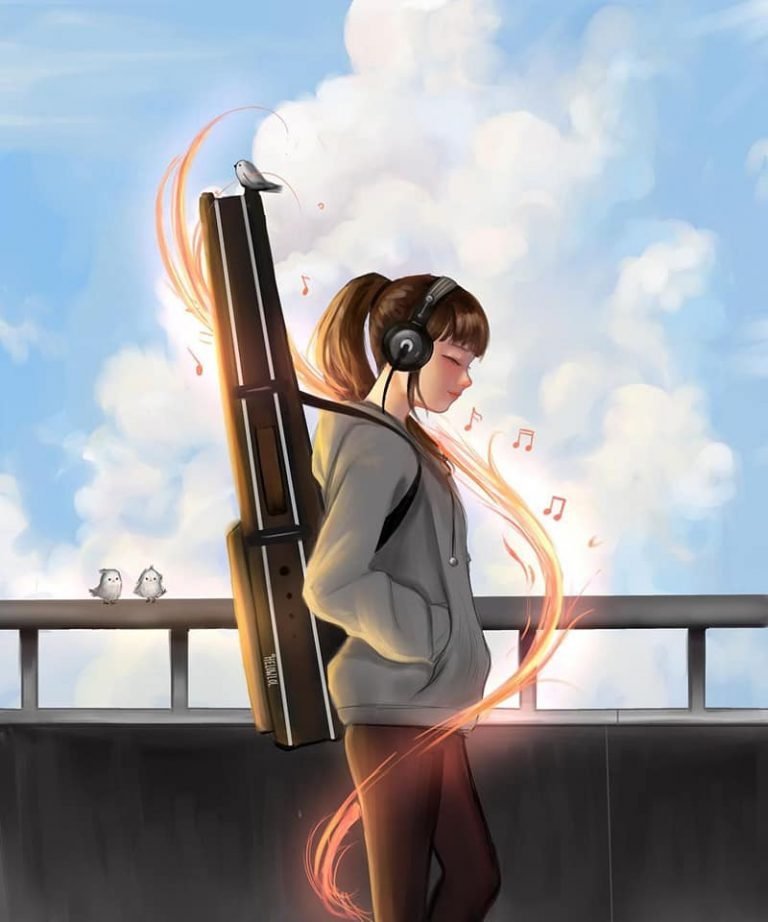 HD wallpaper black haired female anime digital art Love Lab anime girls pfp music