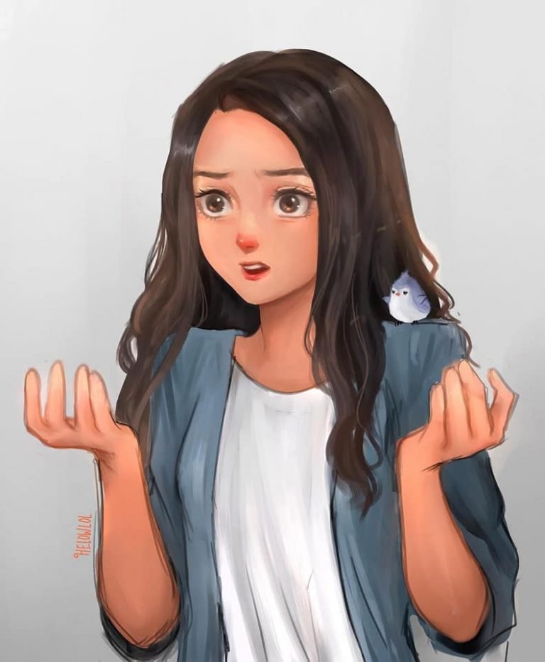 HD wallpaper black haired female anime digital art anime girls pfp cute bird