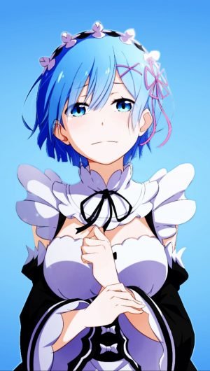 HD wallpaper blue haired female anime character illustration Rem Re Zero
