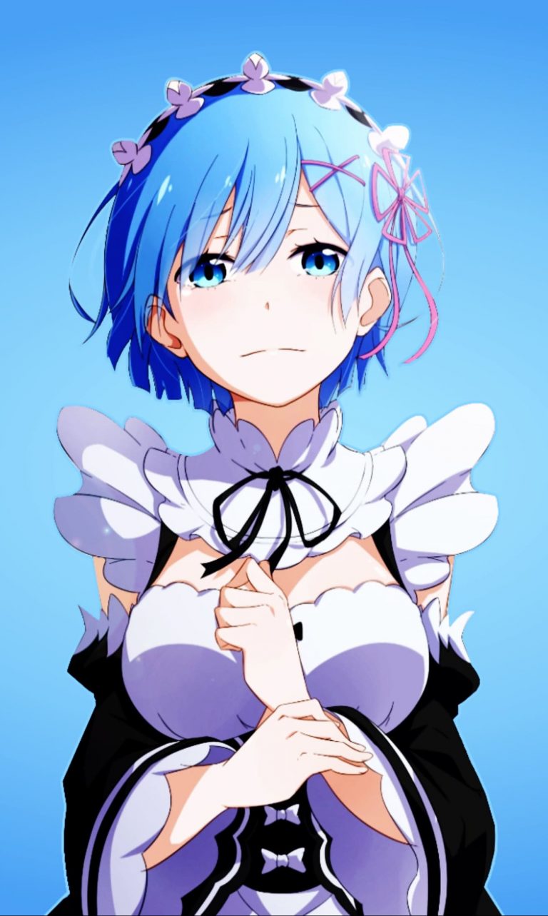 HD wallpaper blue haired female anime character illustration Rem Re Zero