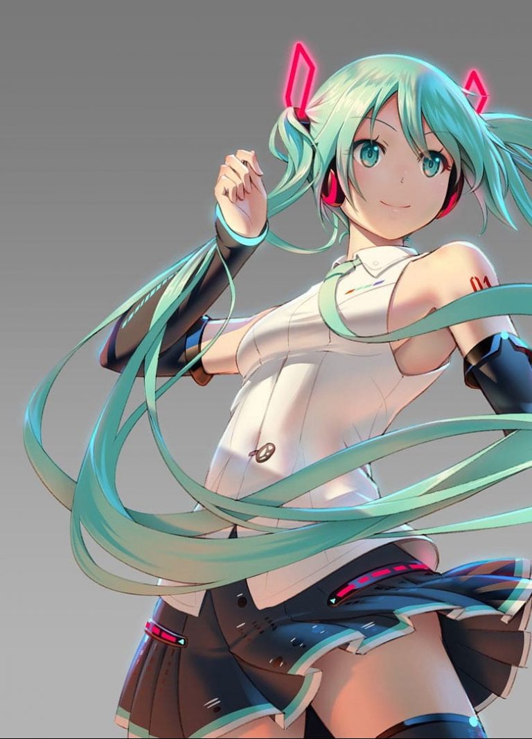 HD wallpaper blue haired girl anime character Vocaloid Hatsune Miku green hair
