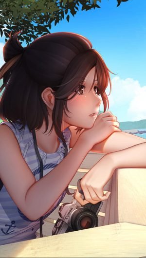 HD wallpaper brown hair woman illustration anime anime girls beach summer