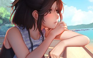 HD wallpaper brown hair woman illustration anime anime girls beach summer