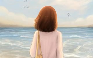 HD wallpaper brown haired female anime digital art Lab anime girls pfp girl in sea bech