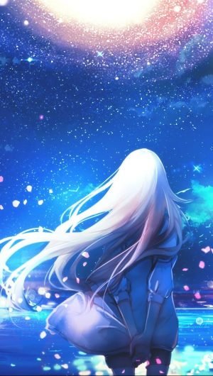 HD wallpaper female anime character anime girls white hair long hair sky