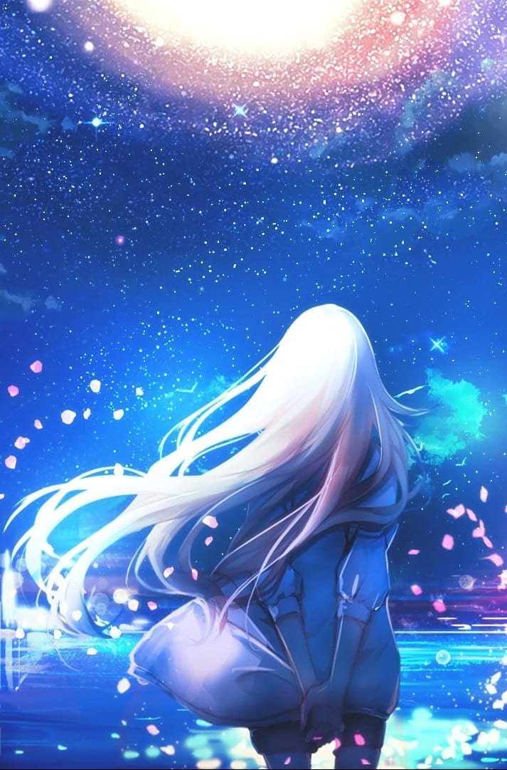 HD wallpaper female anime character anime girls white hair long hair sky