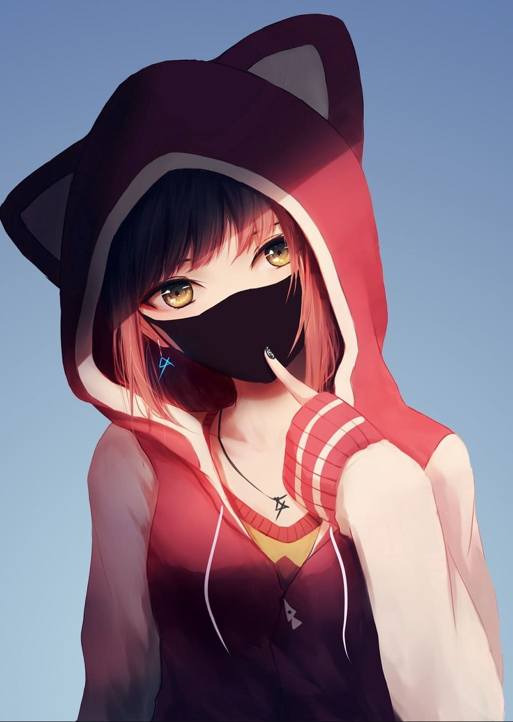 HD wallpaper girl wearing cat ear hoodie anime illustration anime girls MX shimmer