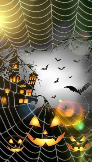HD wallpaper helloween pumpkin moon bats witchs house cobweb happy halloween